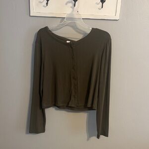 Auden Dark Green Button-Down Women's Top
